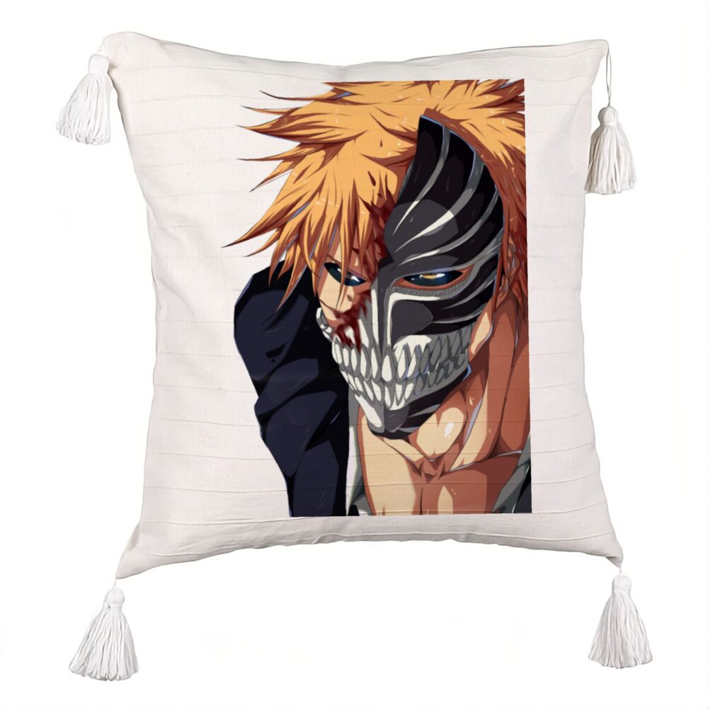 Perna Decorativa cu Franjuri cu Bleach Hollow Ichigo, 45x45 cm, Ecru, Cu fermoar 5 Perna Decorativa cu Franjuri cu Bleach Hollow Ichigo