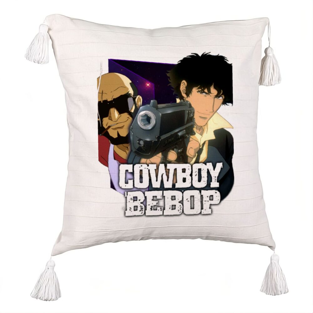 Perna Decorativa cu Franjuri cu Cowboy Bebop 3, 45x45 cm, Ecru, Cu fermoar 5 Perna Decorativa cu Franjuri cu Cowboy Bebop 3