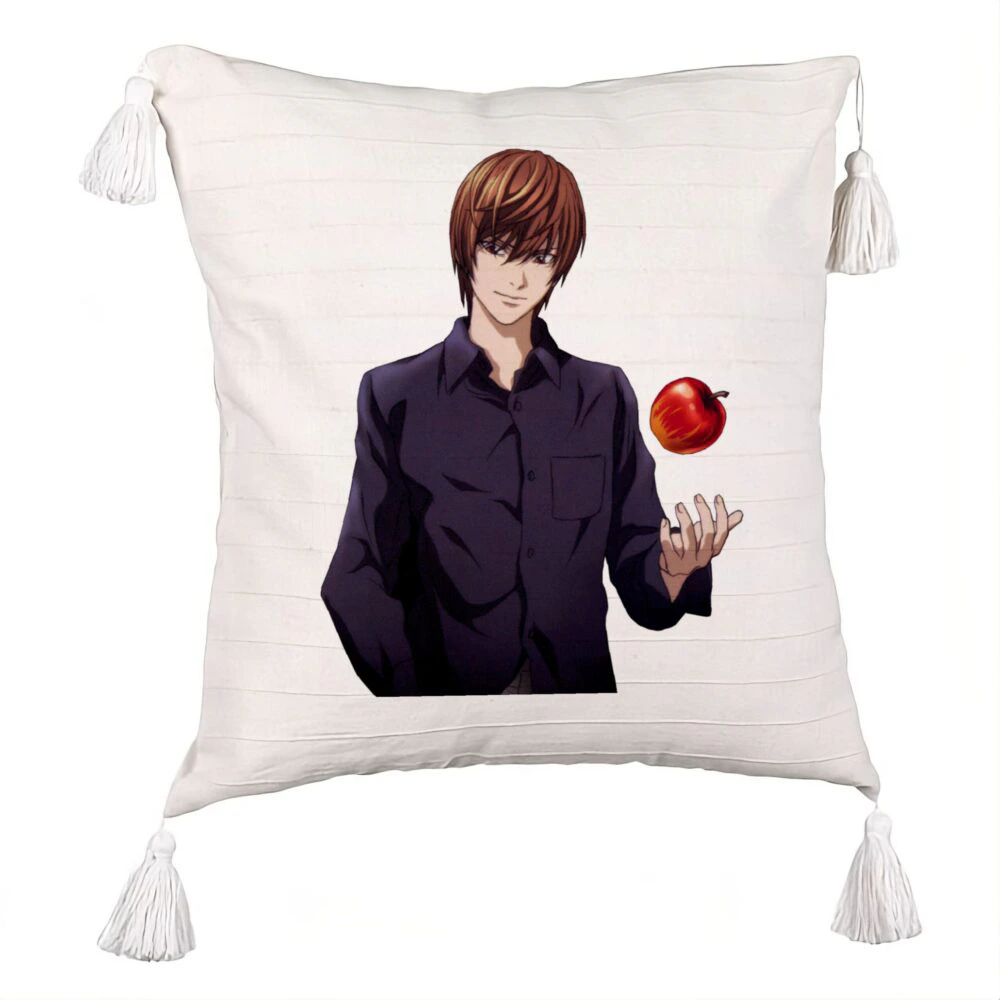 Perna Decorativa cu Franjuri cu Death Note SV, 45x45 cm, Ecru, Cu fermoar 5 Perna Decorativa cu Franjuri cu Death Note SV