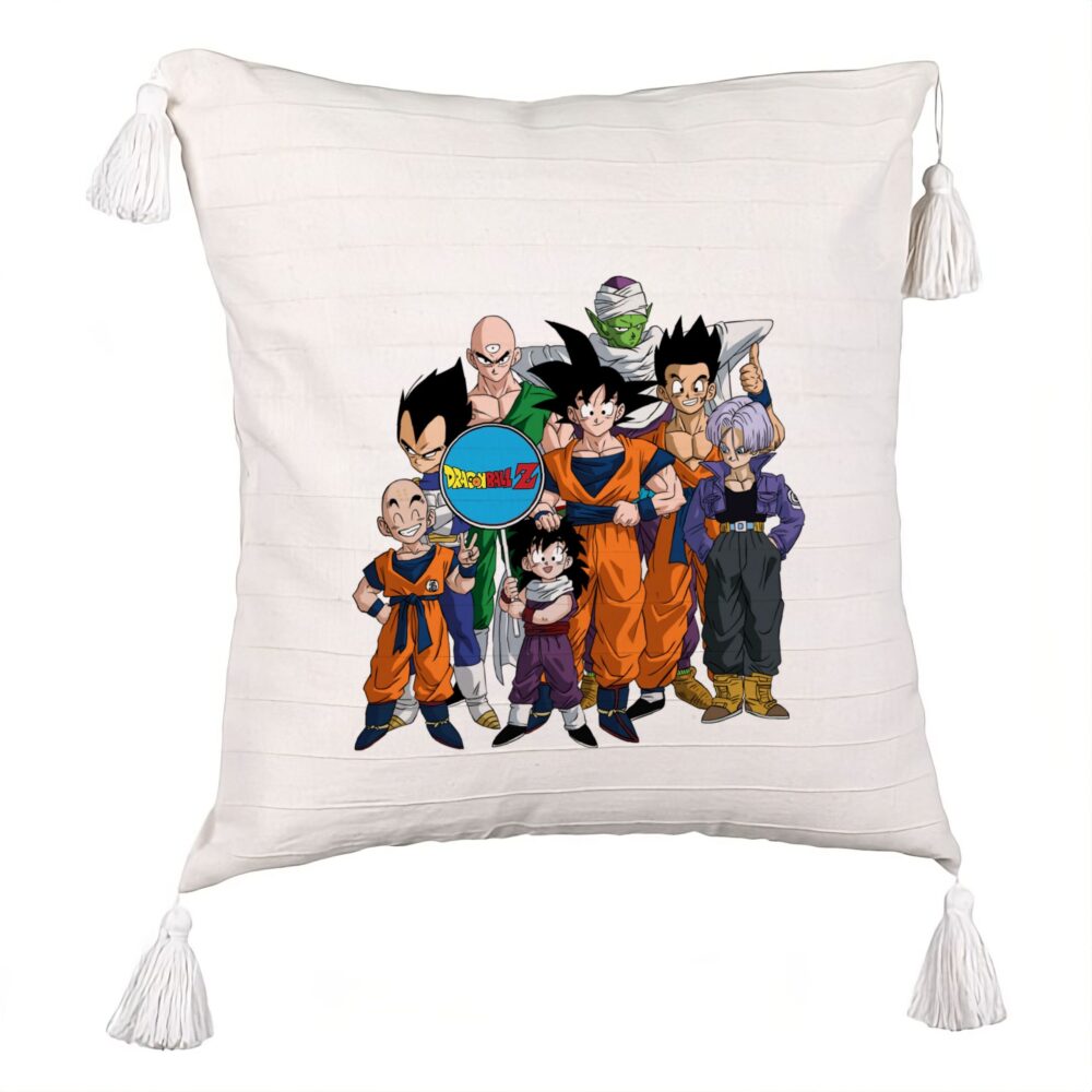 Perna Decorativa cu Franjuri cu Dragonball Characters 2, 45x45 cm, Ecru, Cu fermoar 5 Perna Decorativa cu Franjuri cu Dragonball Characters 2