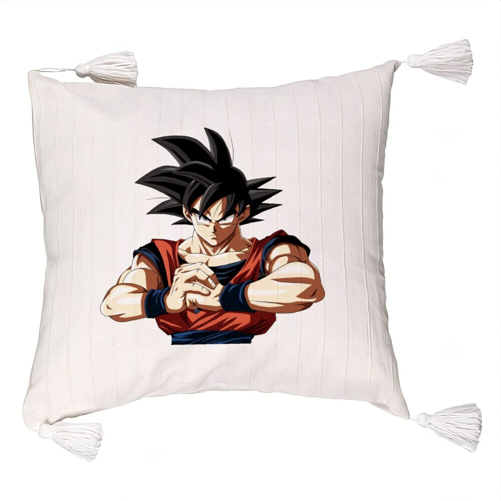 Perna Decorativa cu Franjuri cu Dragonball Goku 2, 45x45 cm, Ecru, Cu fermoar 5 Perna Decorativa cu Franjuri cu Dragonball Goku 2