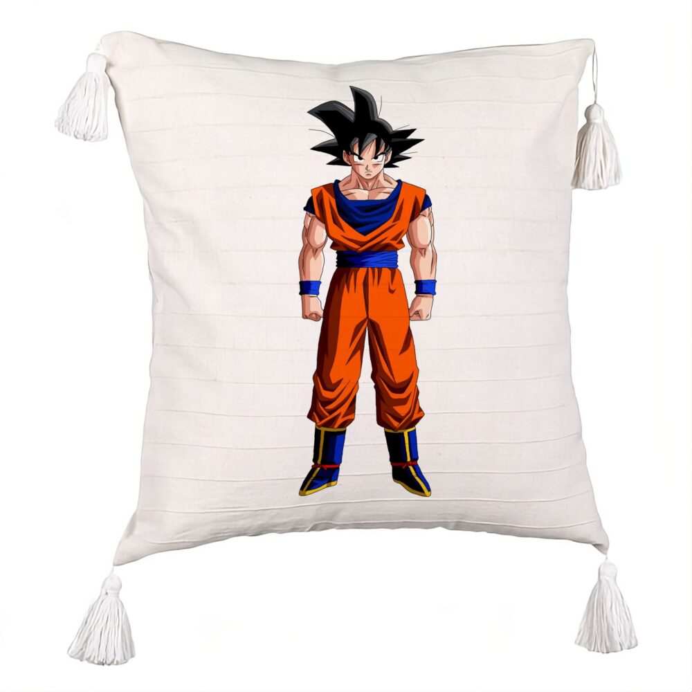 Perna Decorativa cu Franjuri cu Dragonball Goku, 45x45 cm, Ecru, Cu fermoar 5 Perna Decorativa cu Franjuri cu Dragonball Goku