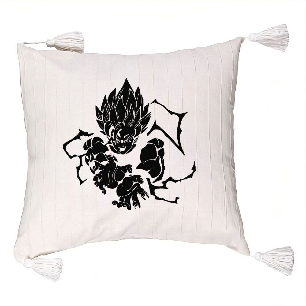 Perna Decorativa cu Franjuri cu Dragonball Goku Black, 45x45 cm, Ecru, Cu fermoar 5 Perna Decorativa cu Franjuri cu Dragonball Goku Black