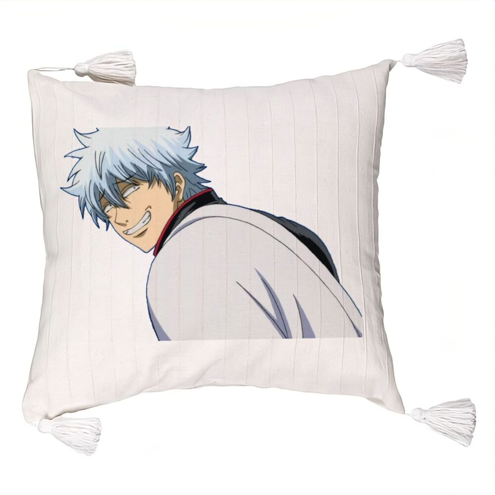 Perna Decorativa cu Franjuri cu Gintama Gin, 45x45 cm, Ecru, Cu fermoar 5 Perna Decorativa cu Franjuri cu Gintama Gin