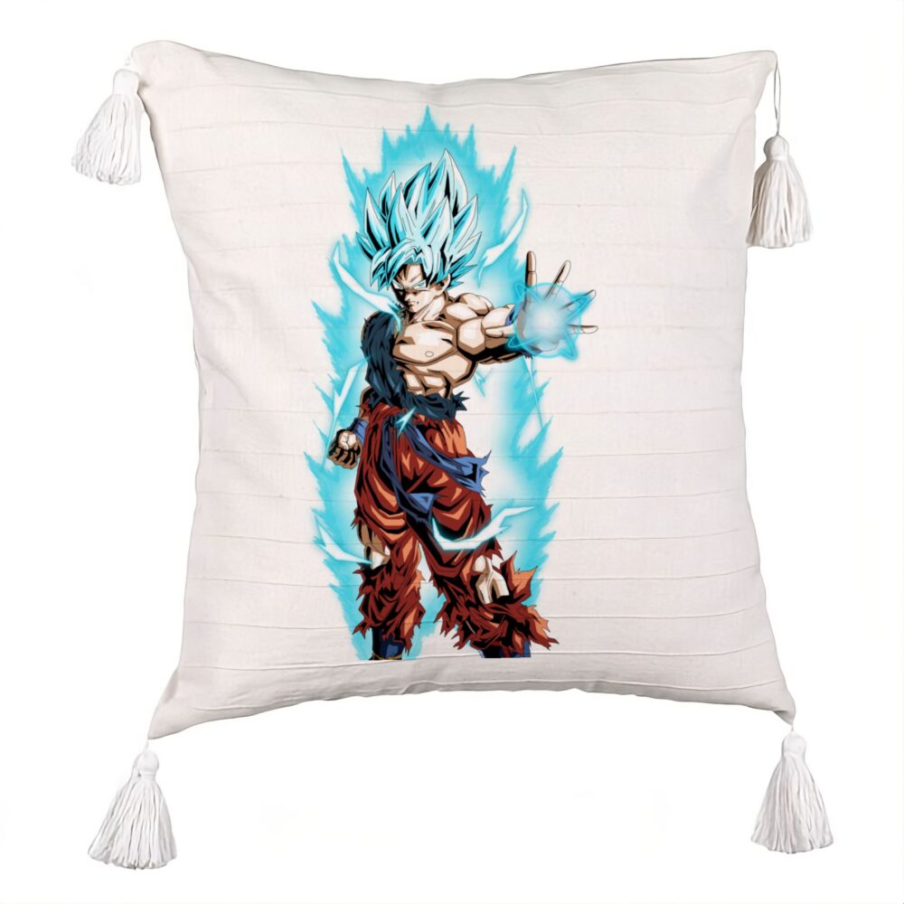 Perna Decorativa cu Franjuri cu Goku Vegeta Super Saiya Saiyan Dragon Ball, 45x45 cm, Ecru, Cu fermoar 5 Perna Decorativa cu Franjuri cu Goku Vegeta Super Saiya Saiyan Dragon Ball
