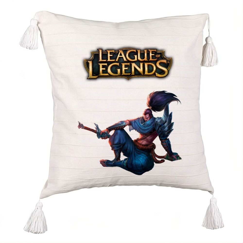 Perna Decorativa cu Franjuri cu League of Legends, 45x45 cm, Ecru, Cu fermoar 5 Perna Decorativa cu Franjuri cu League of Legends