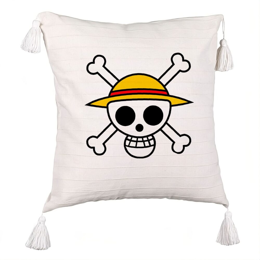 Perna Decorativa cu Franjuri cu One Piece, 45x45 cm, Ecru, Cu fermoar 5 Perna Decorativa cu Franjuri cu One Piece