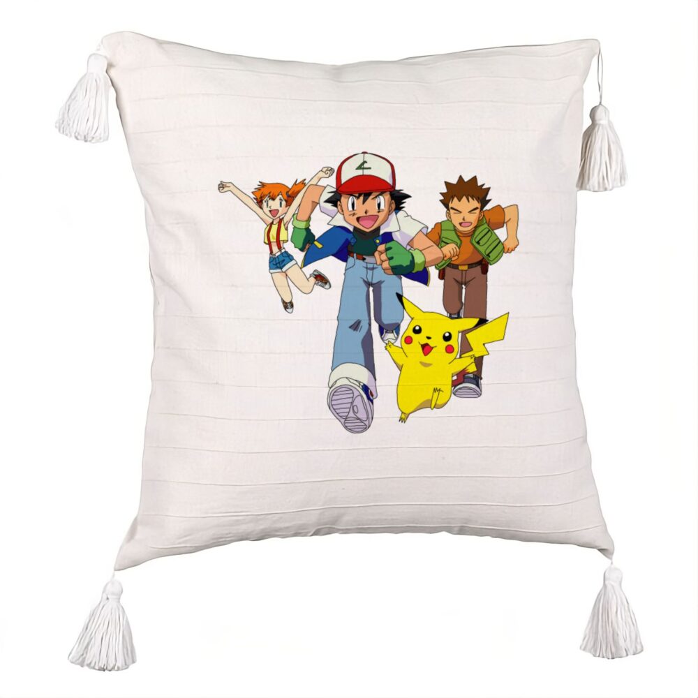 Perna Decorativa cu Franjuri cu Pokemon Pikachu, 45x45 cm, Ecru, Cu fermoar 5 Perna Decorativa cu Franjuri cu Pokemon Pikachu