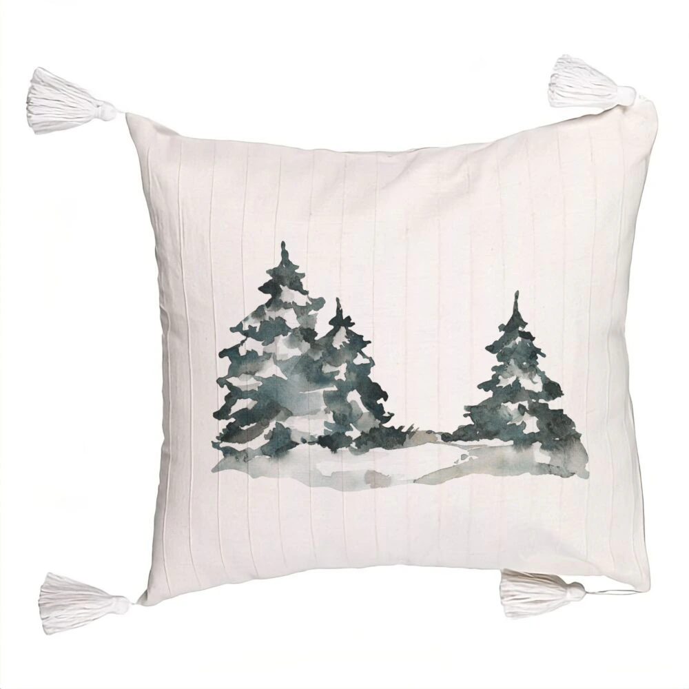 Perna Decorativa cu Franjuri cu tematica de Craciun, 7, 45x45 cm, Ecru, Cu fermoar 5 Perna Decorativa cu Franjuri cu tematica de Craciun