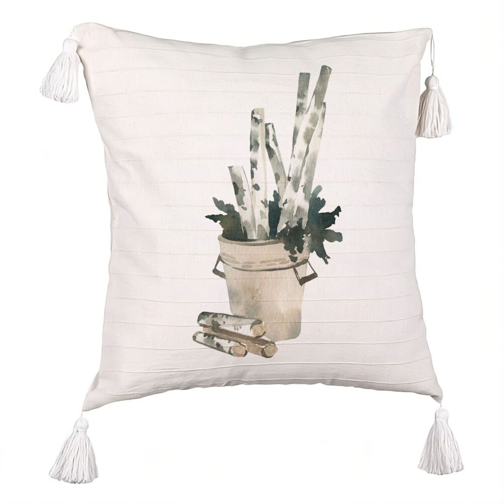 Perna Decorativa cu Franjuri cu tematica de Craciun, 9, 45x45 cm, Ecru, Cu fermoar 5 Perna Decorativa cu Franjuri cu tematica de Craciun