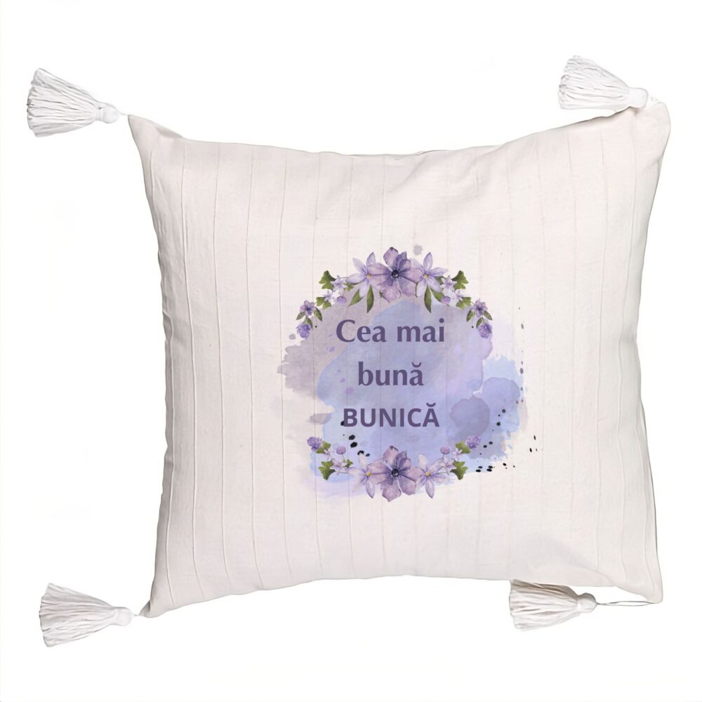 Perna Decorativa cu Franjuri pentru Bunica 1, 45x45 cm, Cu fermoar 5 Perna Decorativa cu Franjuri pentru Bunica 1