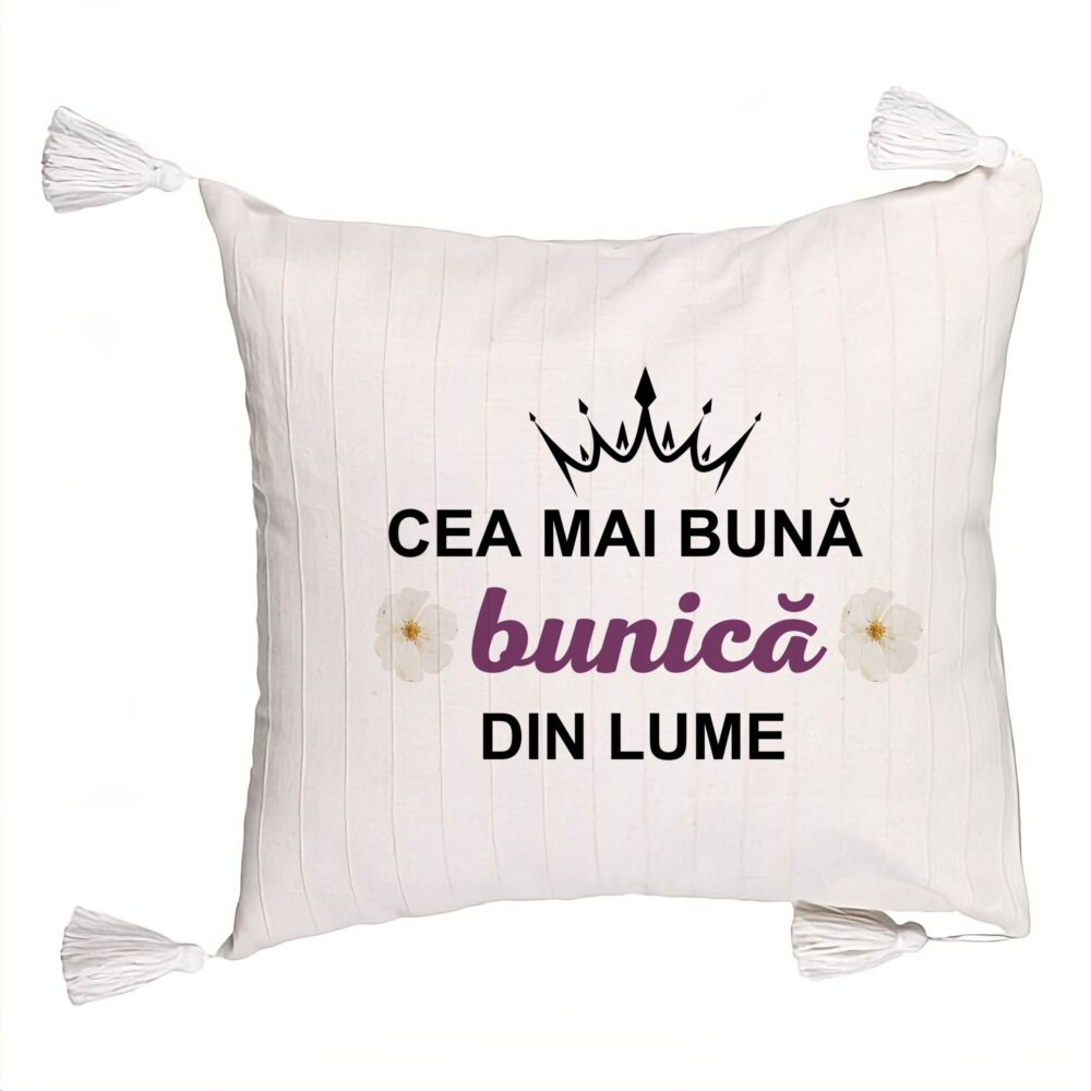 Perna Decorativa cu Franjuri pentru Bunica 11, 45x45 cm, Cu fermoar 5 Perna Decorativa cu Franjuri pentru Bunica 11