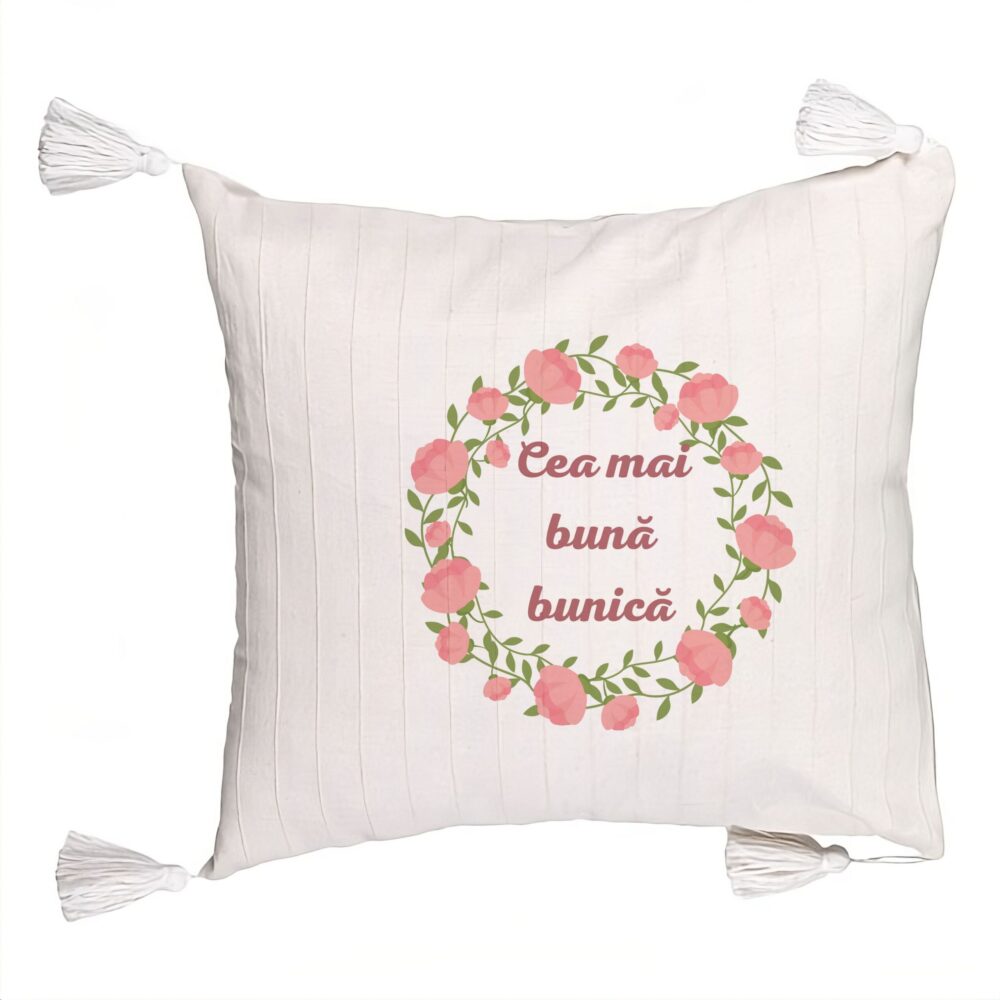 Perna Decorativa cu Franjuri pentru Bunica 13, 45x45 cm, Cu fermoar 5 Perna Decorativa cu Franjuri pentru Bunica 13