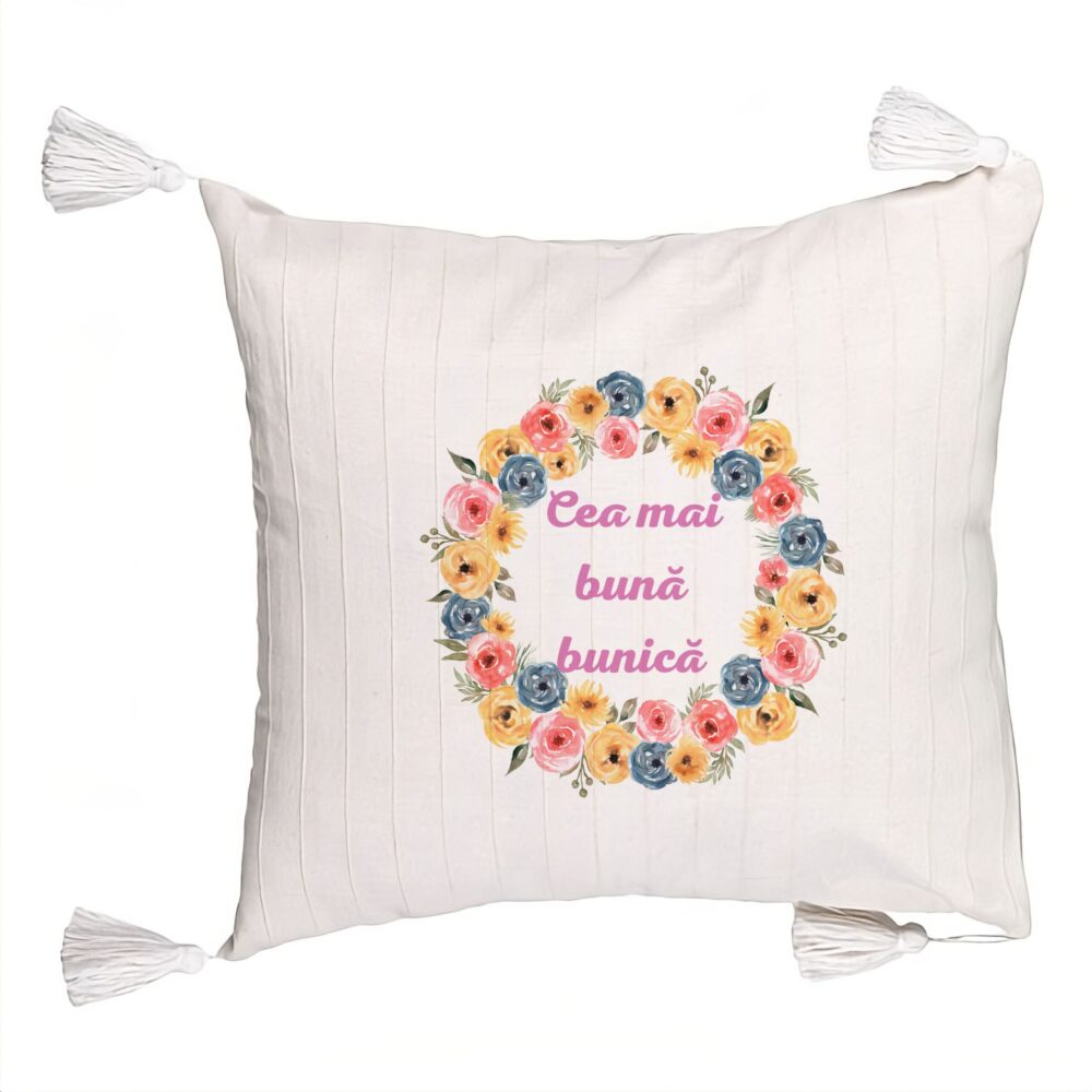Perna Decorativa cu Franjuri pentru Bunica 14, 45x45 cm, Cu fermoar 5 Perna Decorativa cu Franjuri pentru Bunica 14