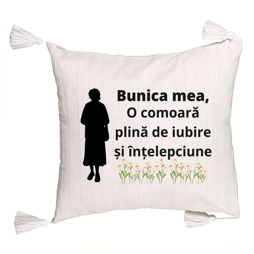 Perna Decorativa cu Franjuri pentru Bunica 17, 45x45 cm, Cu fermoar 5 Perna Decorativa cu Franjuri pentru Bunica 17