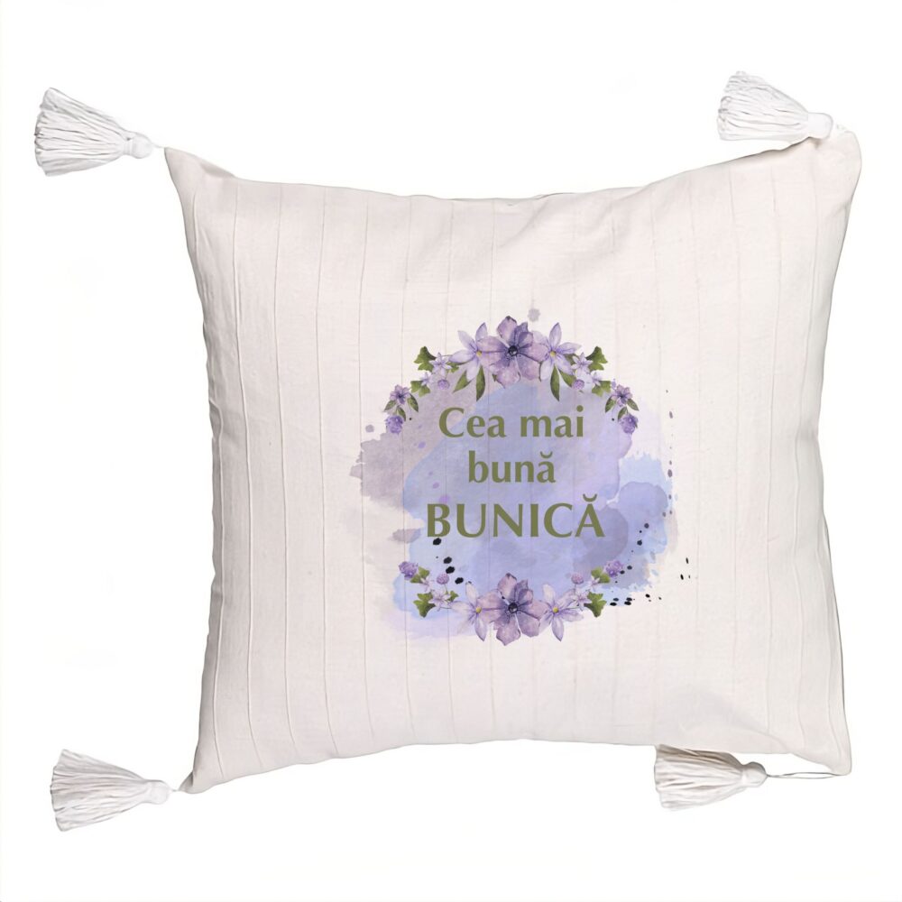 Perna Decorativa cu Franjuri pentru Bunica 2, 45x45 cm, Cu fermoar 5 Perna Decorativa cu Franjuri pentru Bunica 2