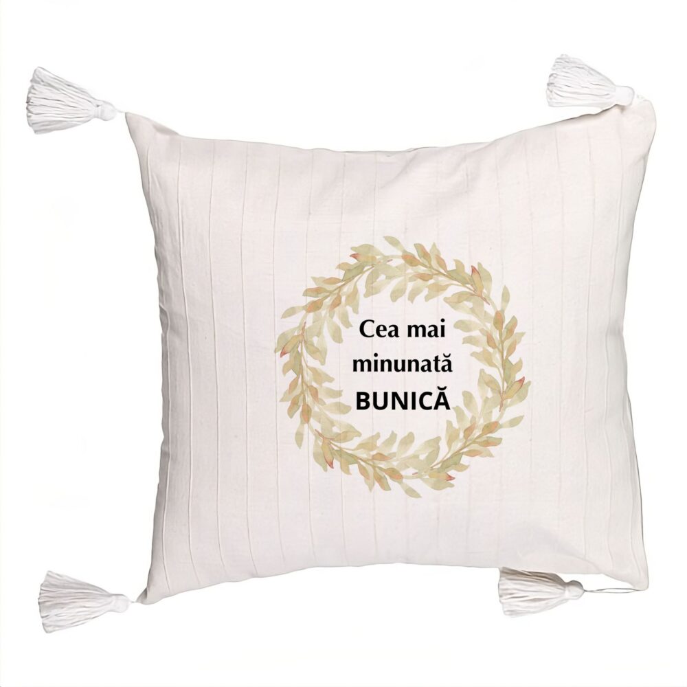 Perna Decorativa cu Franjuri pentru Bunica 5, 45x45 cm, Cu fermoar 5 Perna Decorativa cu Franjuri pentru Bunica 5