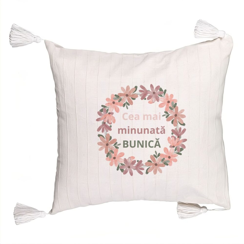 Perna Decorativa cu Franjuri pentru Bunica 7, 45x45 cm, Cu fermoar 5 Perna Decorativa cu Franjuri pentru Bunica 7