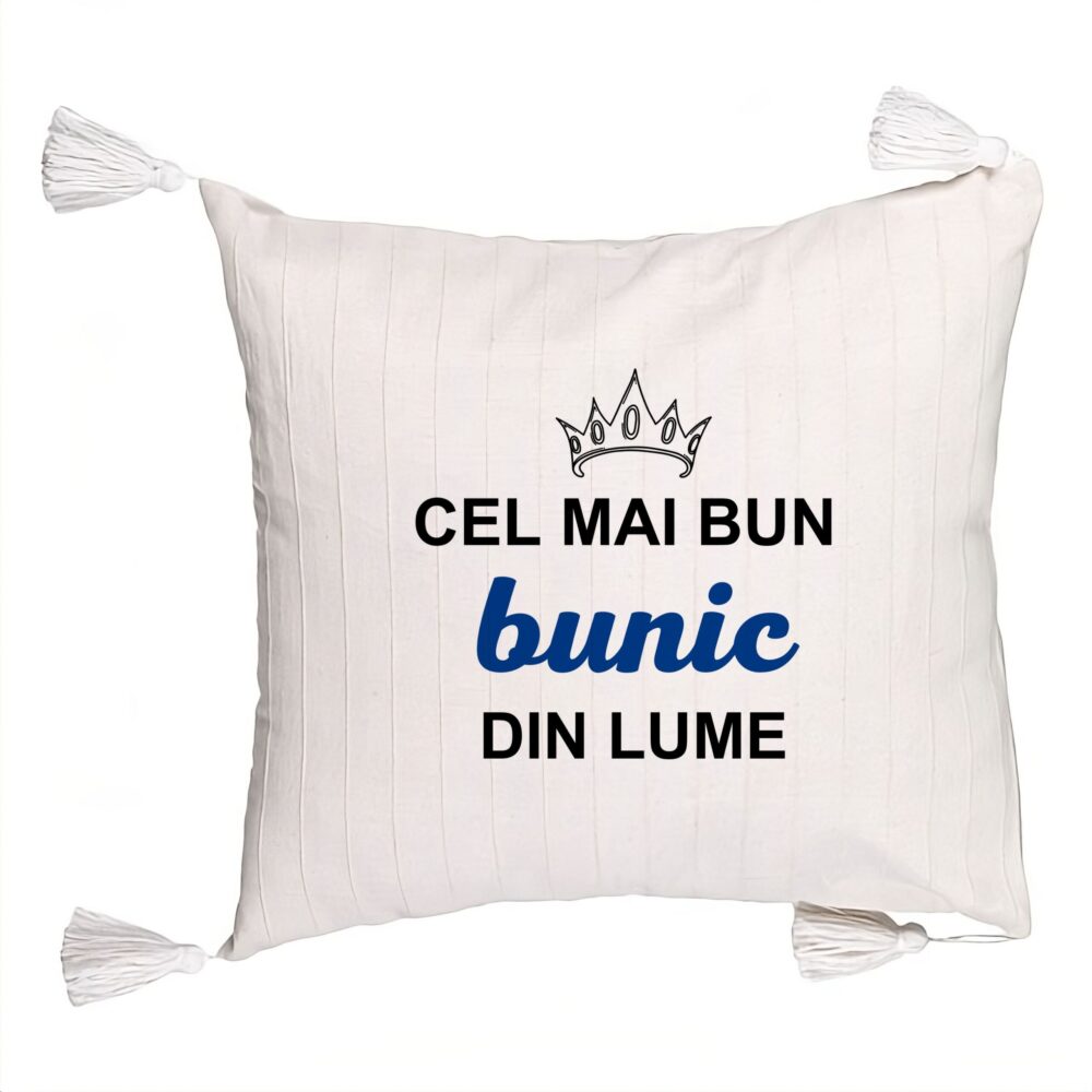 Perna Decorativa cu Franjuri pentru Bunicul 1, 45x45 cm, Cu fermoar 5 Perna Decorativa cu Franjuri pentru Bunicul 1