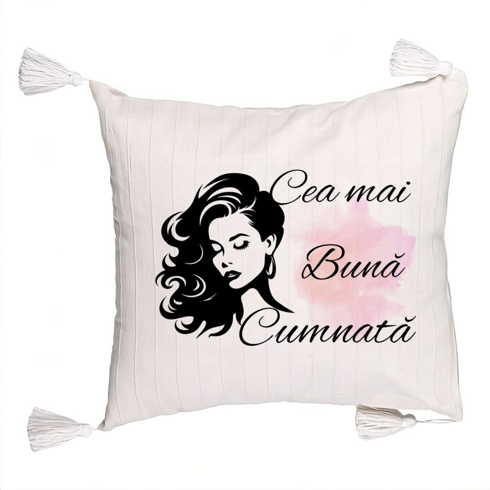 Perna Decorativa cu Franjuri pentru Cumnata 3, 45x45 cm, Cu fermoar 5 Perna Decorativa cu Franjuri pentru Cumnata 3