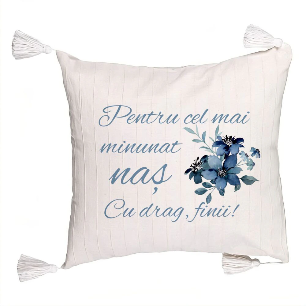 Perna Decorativa cu Franjuri pentru Nas 1, 45x45 cm, Cu fermoar 5 Perna Decorativa cu Franjuri pentru Nas 1