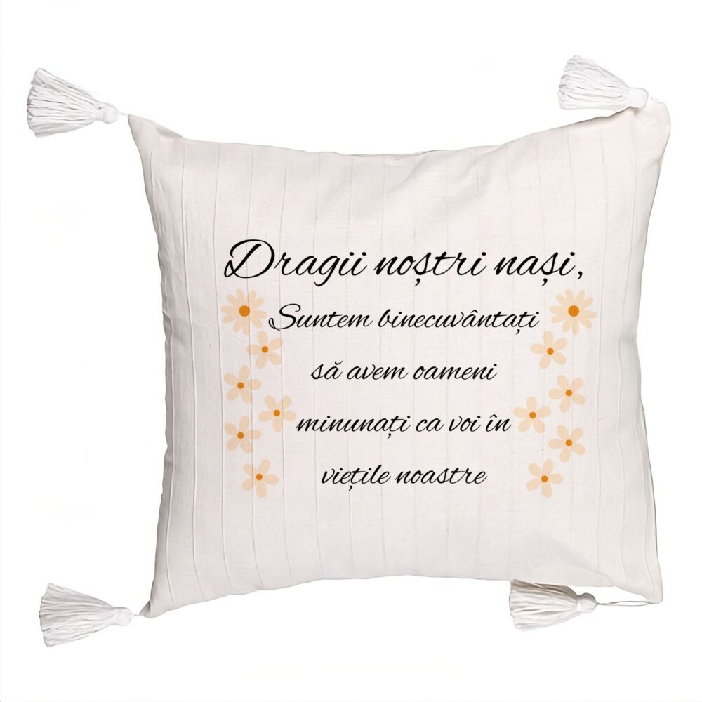 Perna Decorativa cu Franjuri pentru Nasi 3, 45x45 cm, Cu fermoar 5 Perna Decorativa cu Franjuri pentru Nasi 3
