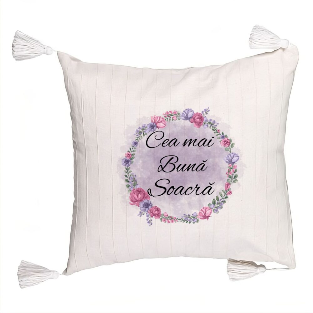 Perna Decorativa cu Franjuri pentru Soacra 1, 45x45 cm, Cu fermoar 5 Perna Decorativa cu Franjuri pentru Soacra 1