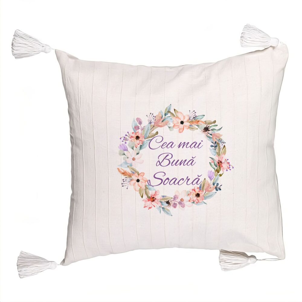 Perna Decorativa cu Franjuri pentru Soacra 2, 45x45 cm, Cu fermoar 5 Perna Decorativa cu Franjuri pentru Soacra 2