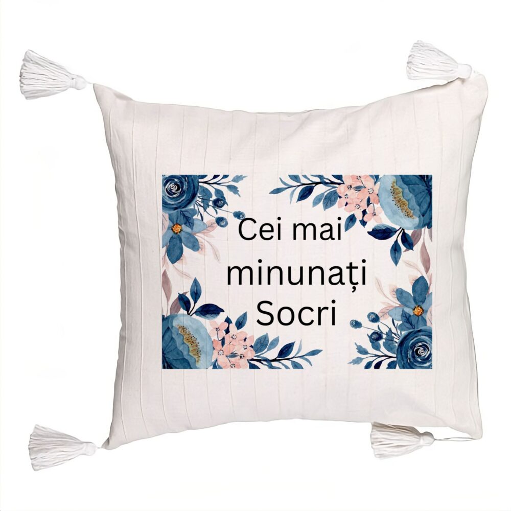 Perna Decorativa cu Franjuri pentru Socri 1, 45x45 cm, Cu fermoar 5 Perna Decorativa cu Franjuri pentru Socri 1