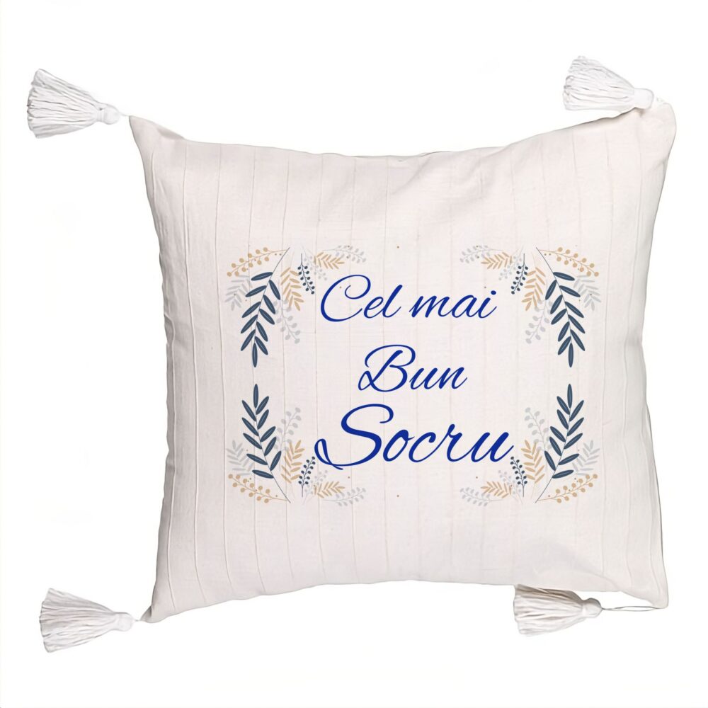Perna Decorativa cu Franjuri pentru Socrul 1, 45x45 cm, Cu fermoar 5 Perna Decorativa cu Franjuri pentru Socrul 1