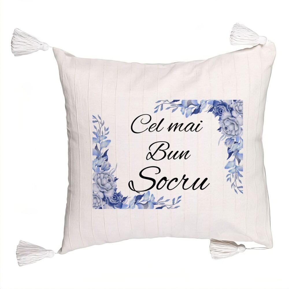 Perna Decorativa cu Franjuri pentru Socrul 2, 45x45 cm, Cu fermoar 5 Perna Decorativa cu Franjuri pentru Socrul 2