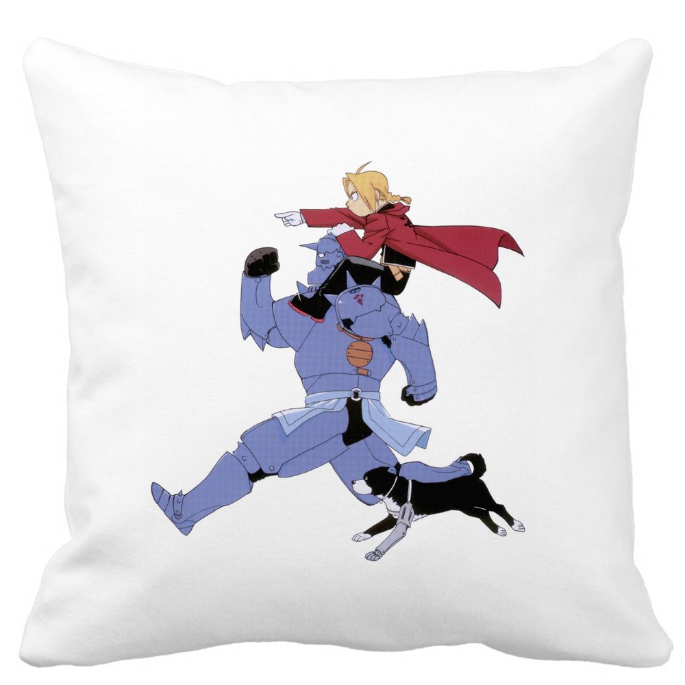 Perna Decorativa cu Full Metal Alchemist 2, 40x40 cm, Alba, Mata, Husa Detasabila, Burduf 3 Perna Decorativa cu Full Metal Alchemist 2