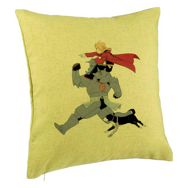 Perna Decorativa cu Full Metal Alchemist 2, 40x40 cm, Verde, Husa Detasabila, Burduf 5 Perna Decorativa cu Full Metal Alchemist 2