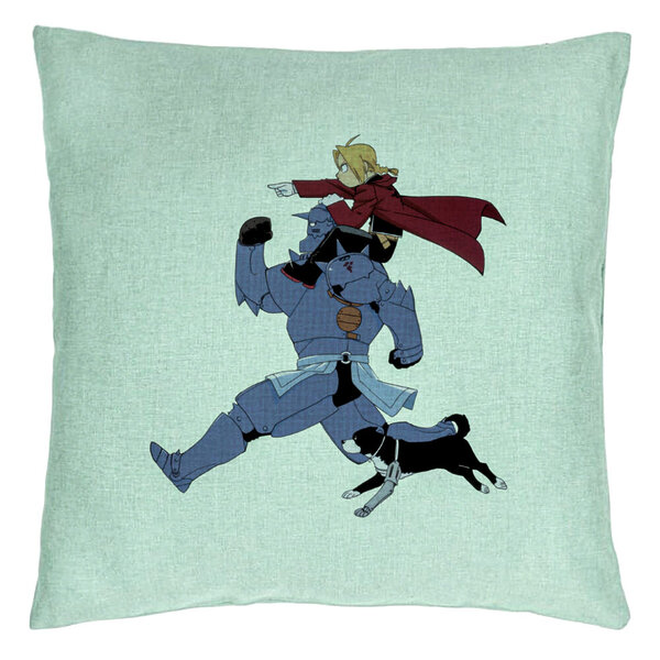 Perna Decorativa cu Full Metal Alchemist 2, 40x40 cm, Verde Menta, Husa Detasabila, Burduf 5 Perna Decorativa cu Full Metal Alchemist 2