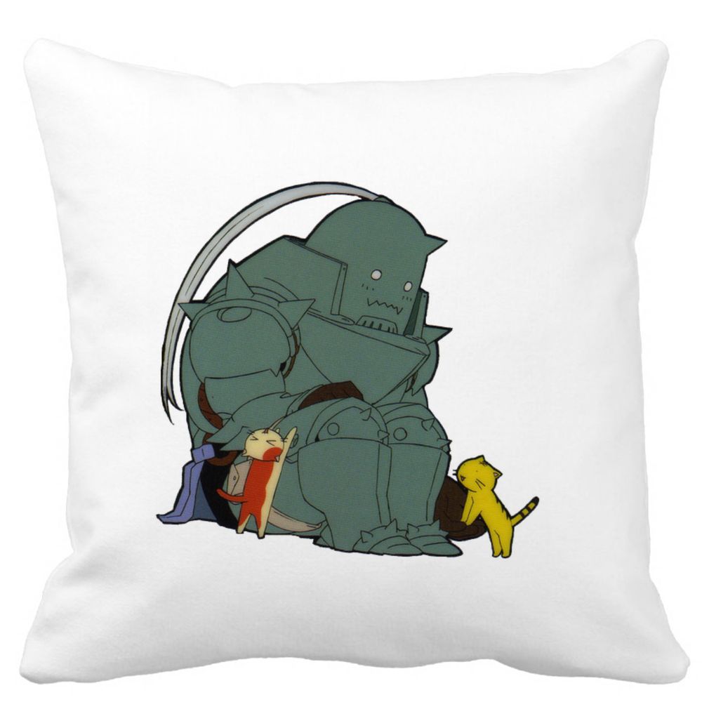 Perna Decorativa cu Full Metal Alchemist, 40x40 cm, Alba, Mata, Husa Detasabila, Burduf 3 Perna Decorativa cu Full Metal Alchemist