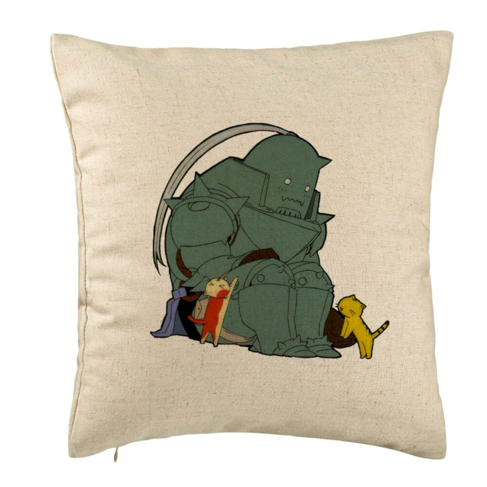 Perna Decorativa cu Full Metal Alchemist, 40x40 cm, Bej, Husa Detasabila, Burduf 5 Perna Decorativa cu Full Metal Alchemist