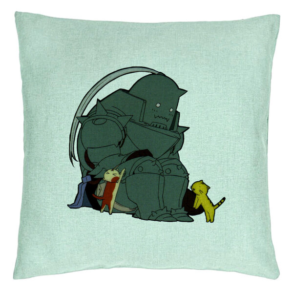 Perna Decorativa cu Full Metal Alchemist, 40x40 cm, Verde Menta, Husa Detasabila, Burduf 5 Perna Decorativa cu Full Metal Alchemist