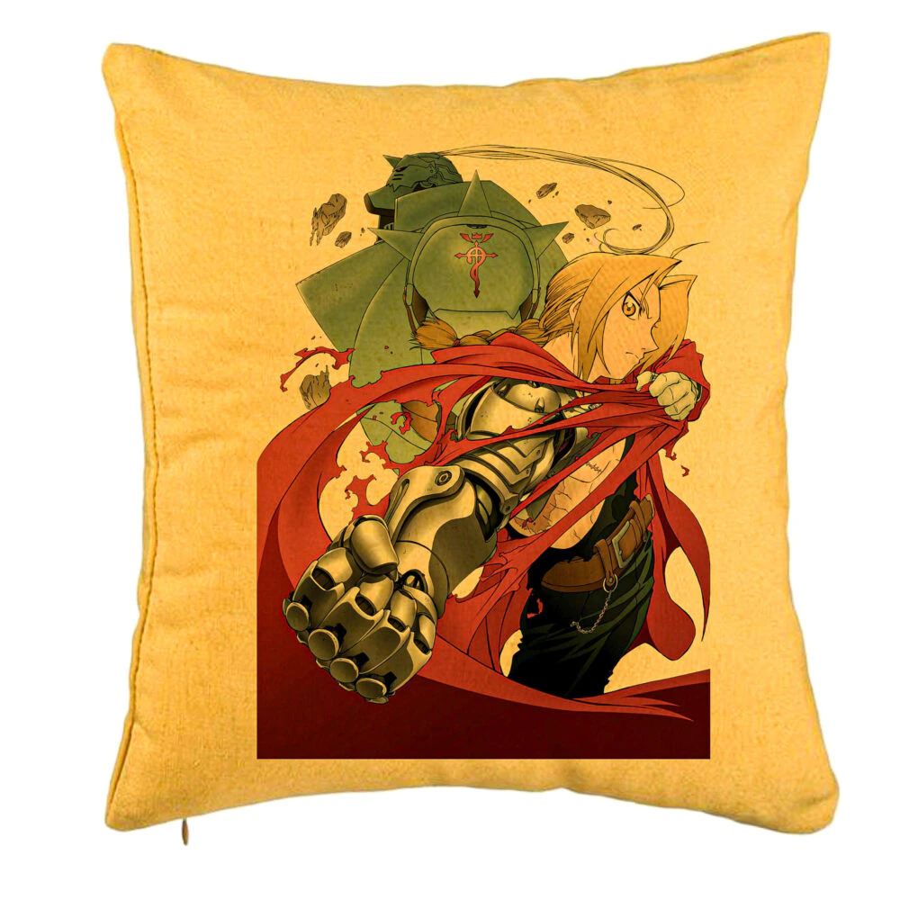 Perna Decorativa cu Full Metal Alchemist Edward Elric, 40x40 cm, Galben, Husa Detasabila, Burduf 5 Perna Decorativa cu Full Metal Alchemist Edward Elric