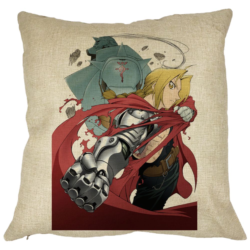 Perna Decorativa cu Full Metal Alchemist Edward Elric, 40x40 cm, Husa Detasabila, Burduf 11 Perna Decorativa cu Full Metal Alchemist Edward Elric