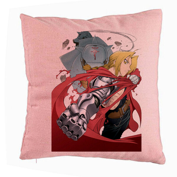 Perna Decorativa cu Full Metal Alchemist Edward Elric, 40x40 cm, Roz, Husa Detasabila, Burduf 5 Perna Decorativa cu Full Metal Alchemist Edward Elric
