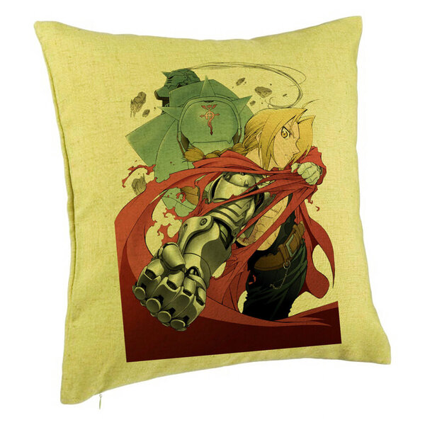 Perna Decorativa cu Full Metal Alchemist Edward Elric, 40x40 cm, Verde, Husa Detasabila, Burduf 5 Perna Decorativa cu Full Metal Alchemist Edward Elric