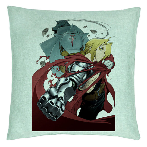 Perna Decorativa cu Full Metal Alchemist Edward Elric, 40x40 cm, Verde Menta, Husa Detasabila, Burduf 5 Perna Decorativa cu Full Metal Alchemist Edward Elric