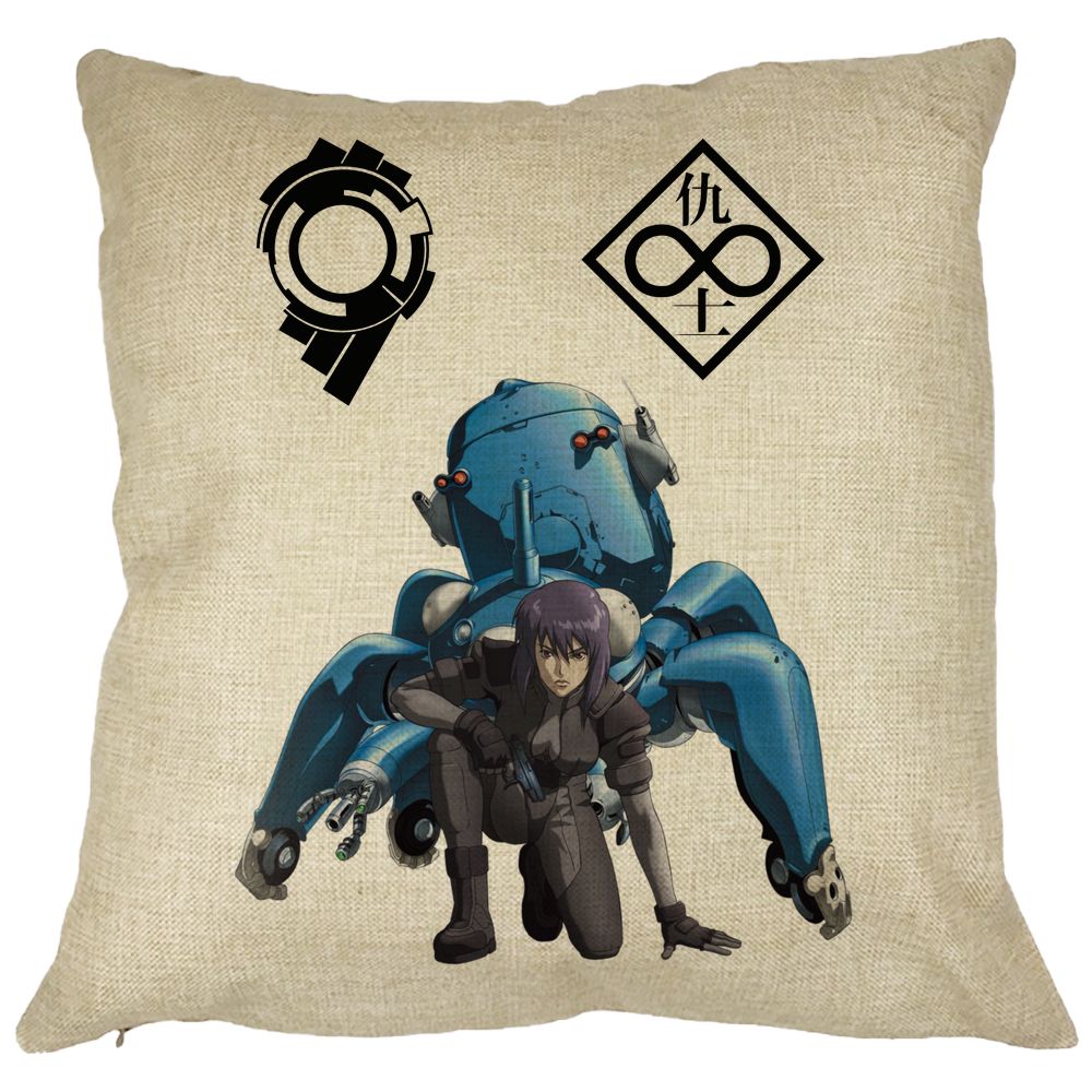 Perna Decorativa cu Ghost in the Shell, 40x40 cm, Husa Detasabila, Burduf 11 Perna Decorativa cu Ghost in the Shell