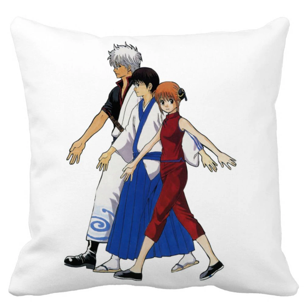 Perna Decorativa cu Gintama, 40x40 cm, Alba, Mata, Husa Detasabila, Burduf 3 Perna Decorativa cu Gintama