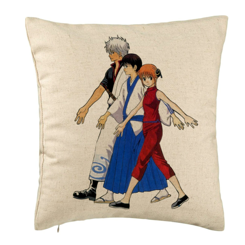 Perna Decorativa cu Gintama, 40x40 cm, Bej, Husa Detasabila, Burduf 5 Perna Decorativa cu Gintama