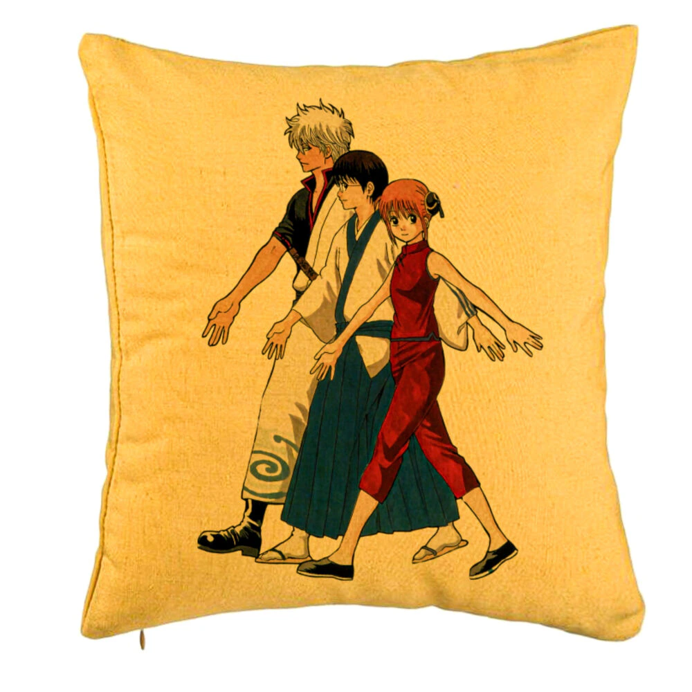 Perna Decorativa cu Gintama, 40x40 cm, Galben, Husa Detasabila, Burduf 5 Perna Decorativa cu Gintama