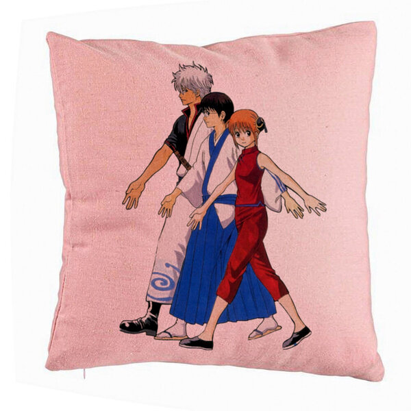 Perna Decorativa cu Gintama, 40x40 cm, Roz, Husa Detasabila, Burduf 5 Perna Decorativa cu Gintama