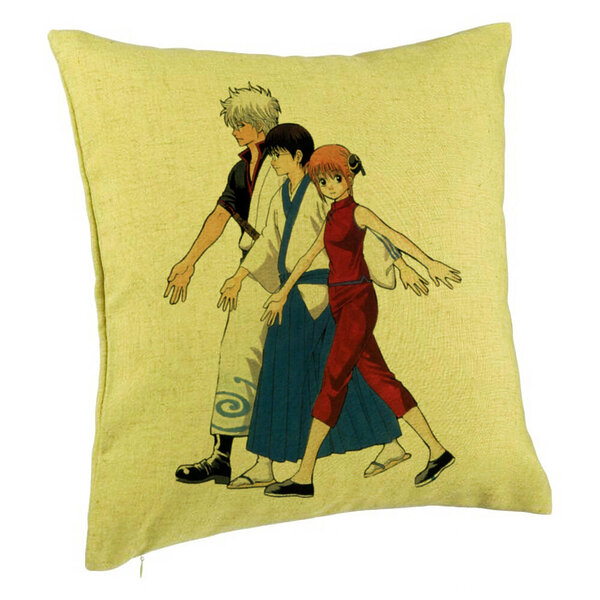 Perna Decorativa cu Gintama, 40x40 cm, Verde, Husa Detasabila, Burduf 5 Perna Decorativa cu Gintama