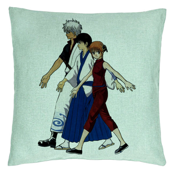 Perna Decorativa cu Gintama, 40x40 cm, Verde Menta, Husa Detasabila, Burduf 5 Perna Decorativa cu Gintama