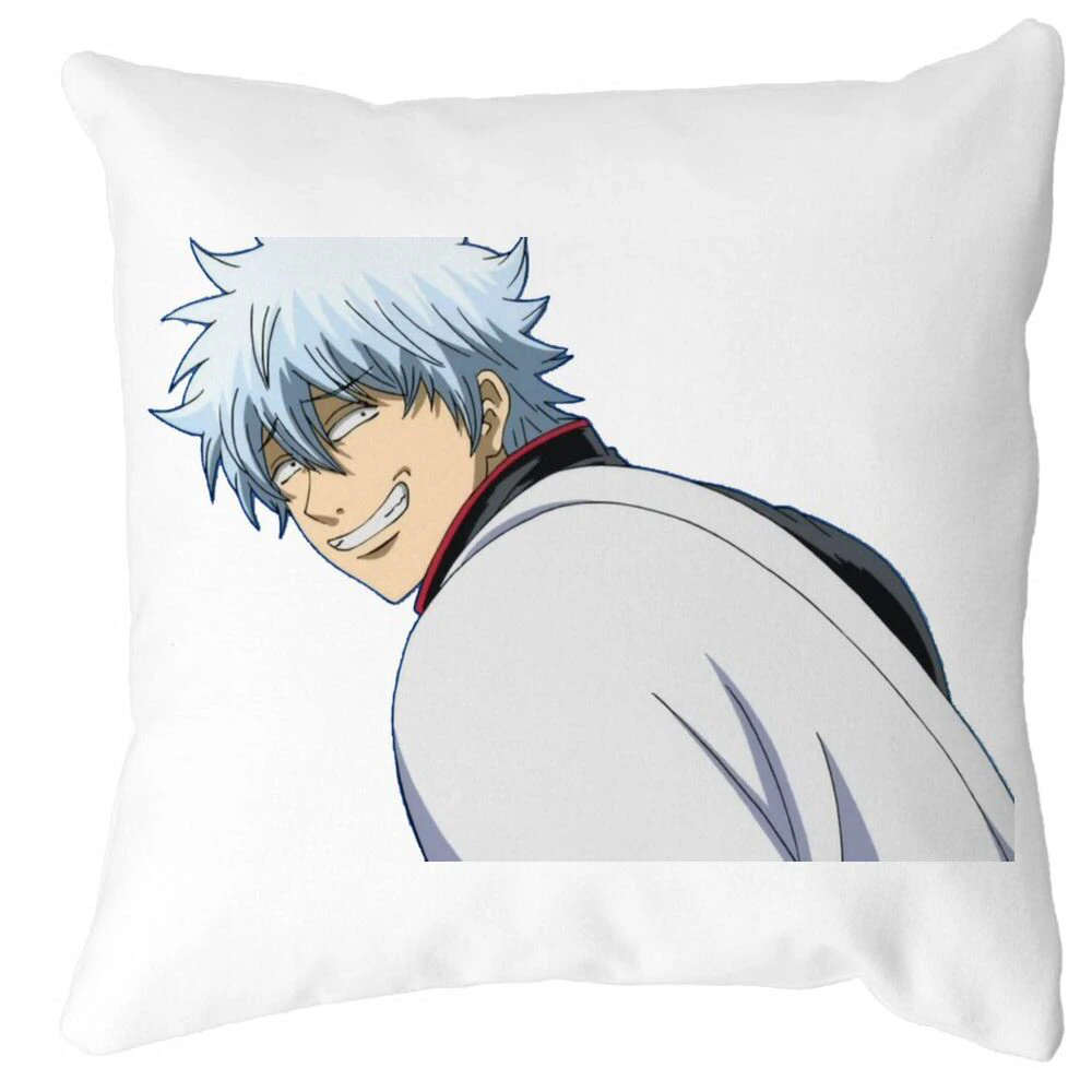Perna Decorativa cu Gintama Gin, 40x40 cm, Alba, Mata, Husa Detasabila, Burduf 3 Perna Decorativa cu Gintama Gin
